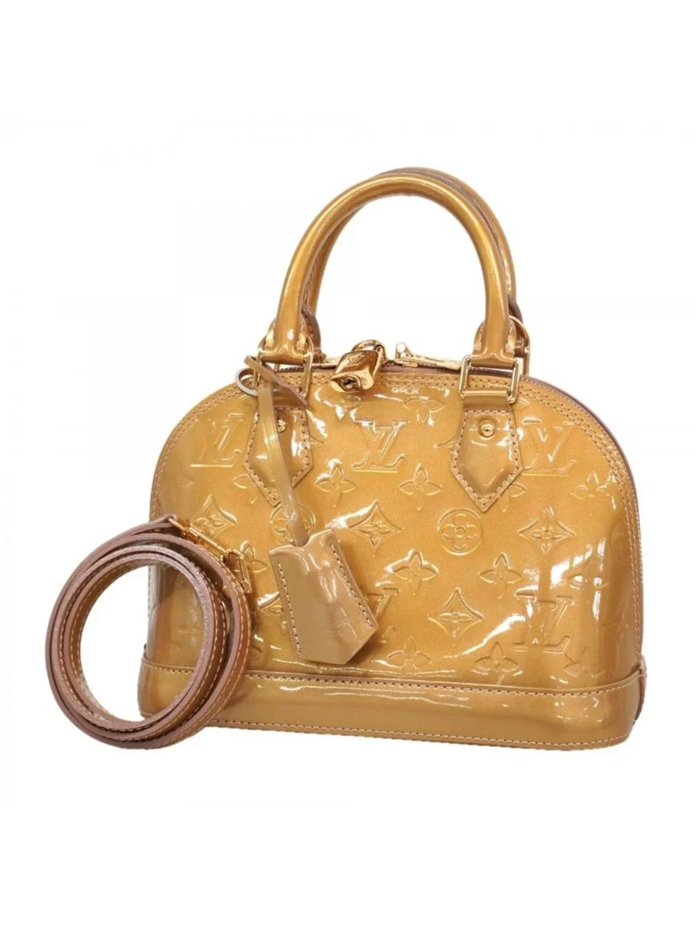 Louis Vuitton Handbag Vernis Alma BB Beige Poudre 2-Way